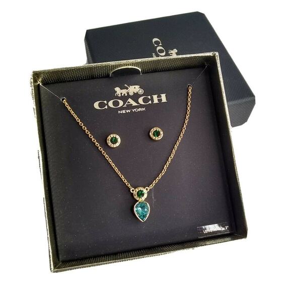 COACH Open Circle Necklace And Pear Earrings Set - Picture 1 of 7
